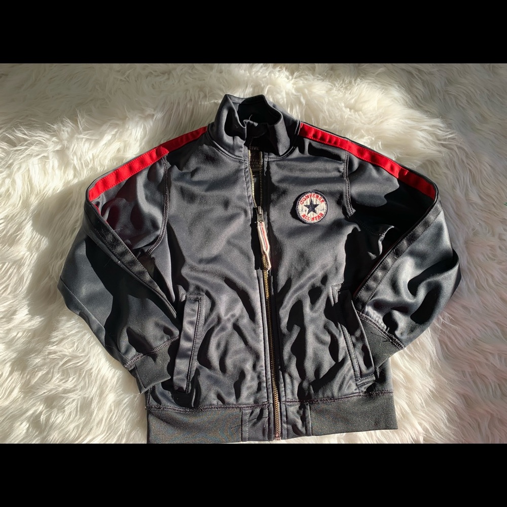 Converse All Star Kids Grey Red Stripe Jacket 4-5